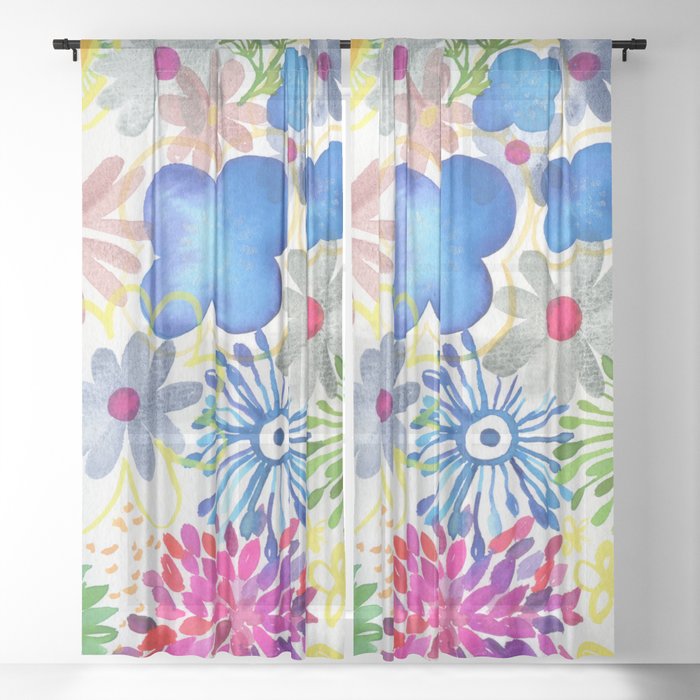 floral rainbow Sheer Curtain