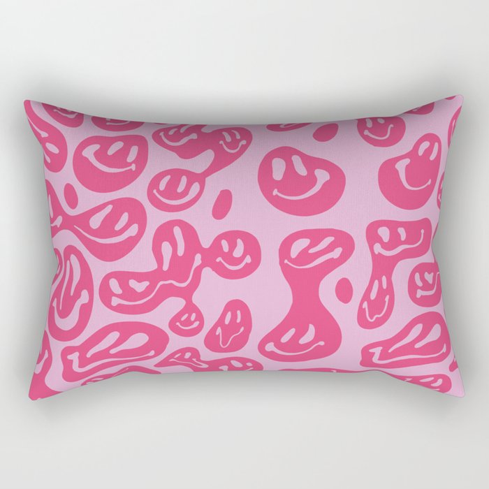 Pink Dripping Smiley Rectangular Pillow