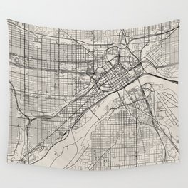 USA Saint Paul City Map Drawing - Black and White Aesthetic Wall Tapestry