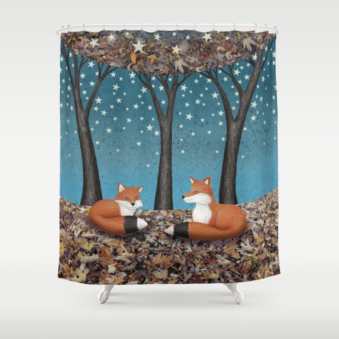 starlit foxes Shower Curtain