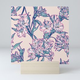 Alstroemeria, Peruvian lily flower pattern Mini Art Print