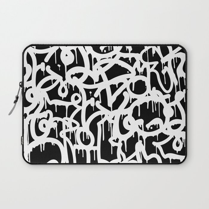 Black and White Graffiti Pattern Laptop Sleeve