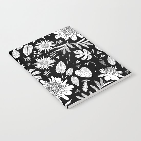 TROPICAL FLORAL BLACK & WHITE Notebook