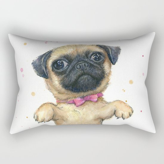 Pug in a Tutu Cute Animal Whimsical Dog Portrait Rectangular Pillow