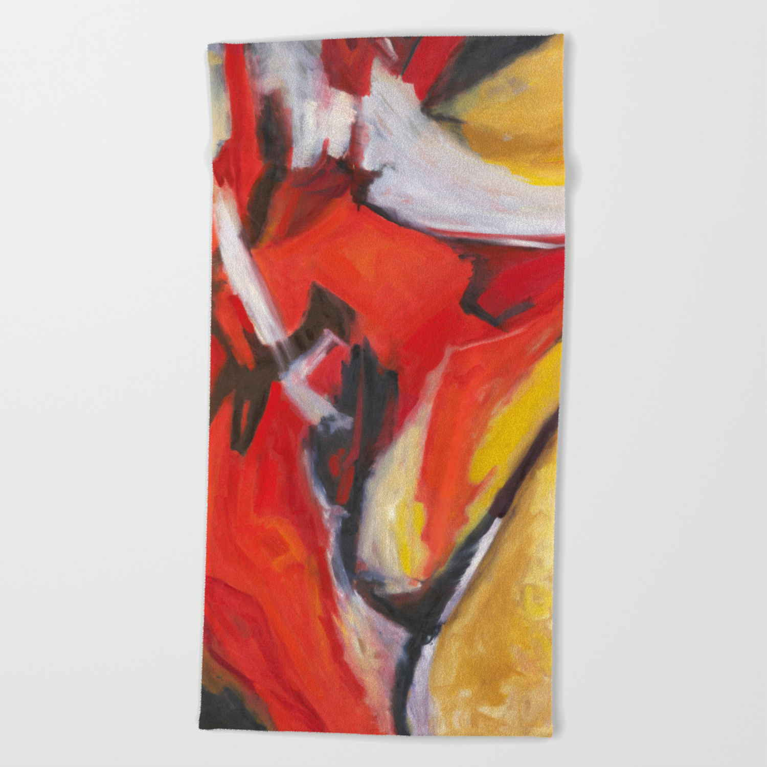 Red Sonja Red Yellow Abstract Painting Beach Towel By