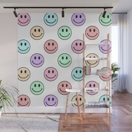 Rainbow Smiley Pattern Wall Mural
