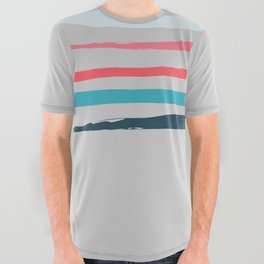Inkaa - Pink Colourful Summer Retro Ink Stripes Design  All Over Graphic Tee