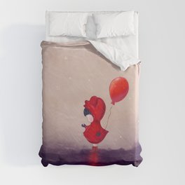 Girl with a red balloon  Duvet Cover
