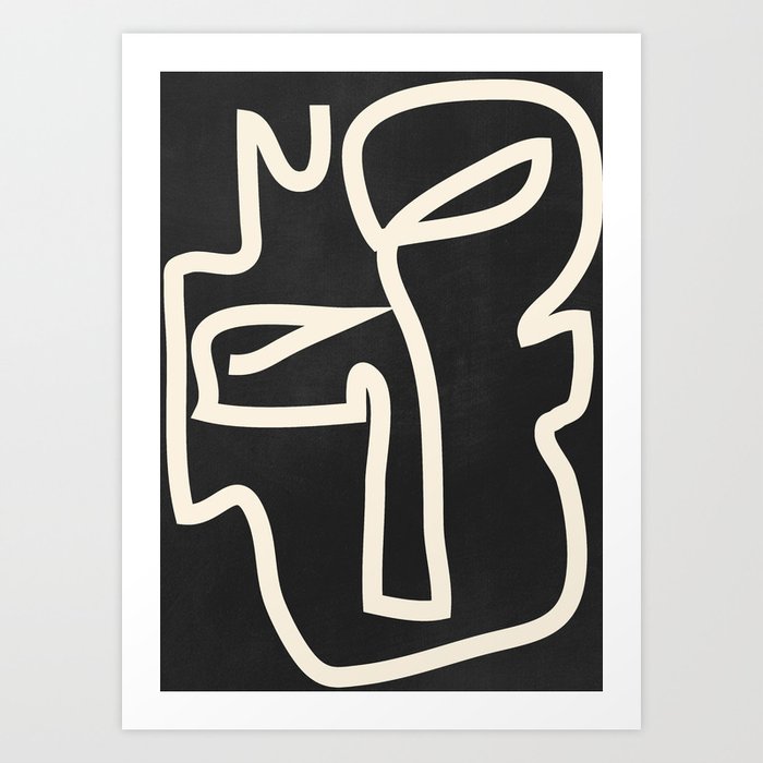 Abstract Line Art Face Art Print By Thindesign Society6
