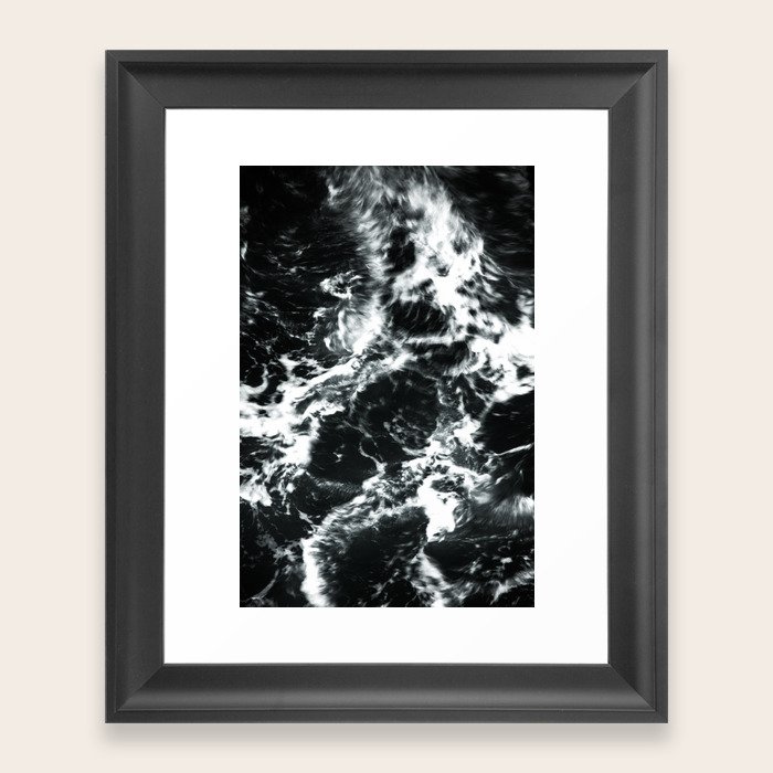 Waves Black and White Abstract Framed Art Print by Nature Magick