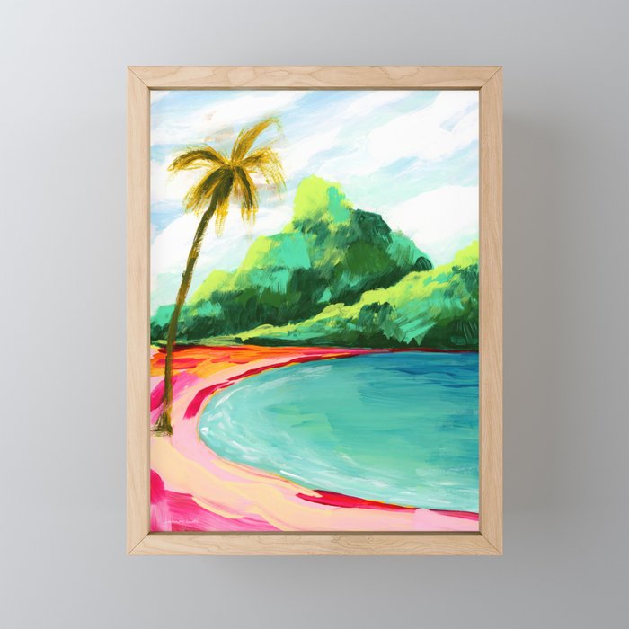 Hawaiian Volcano Palm Tree Beach Wall Art Print Vertical Framed Mini Art Print