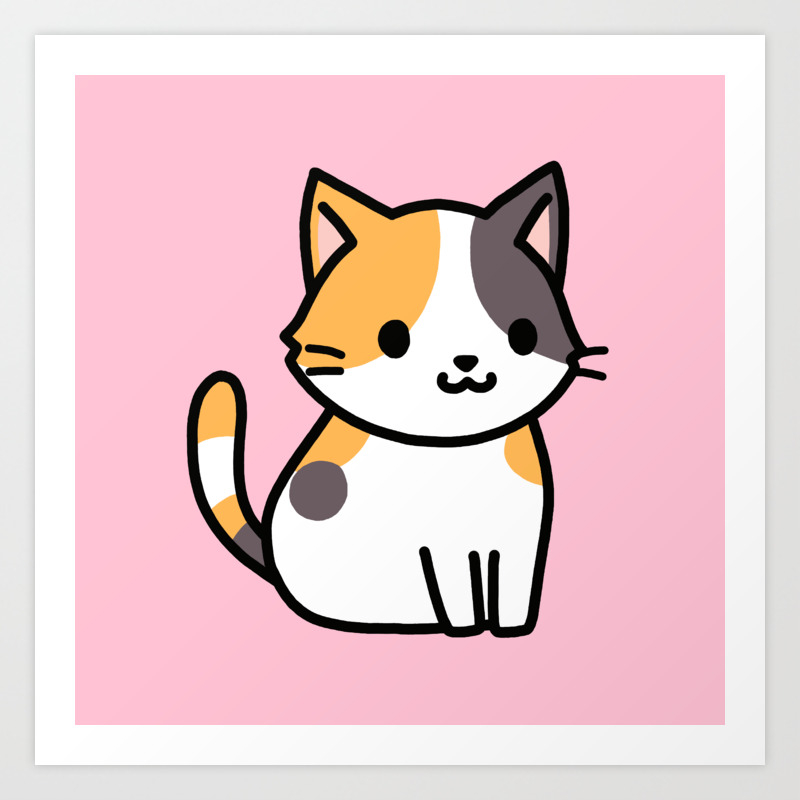 Calico Cat Art Print By Littlemandyart Society6,Easy Sad Aesthetic Drawings Simple
