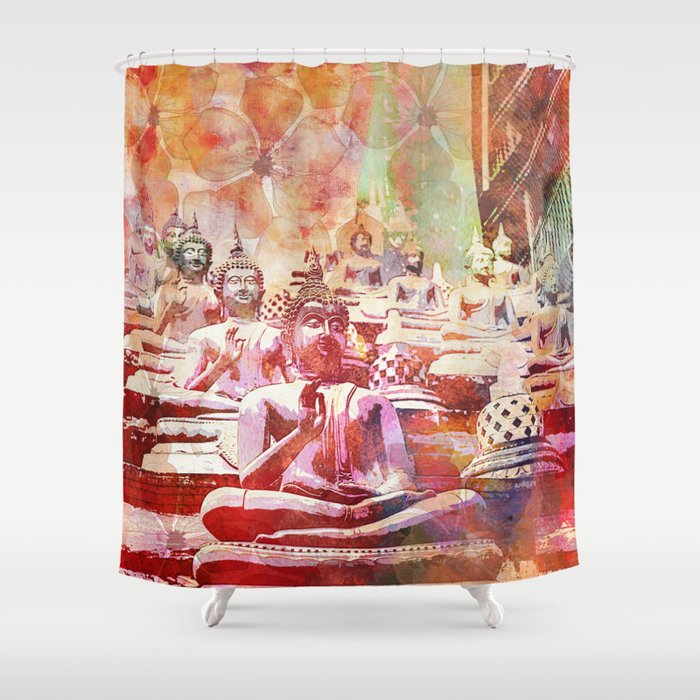 Colorful Buddha  Buddhism Artwork Shower Curtain