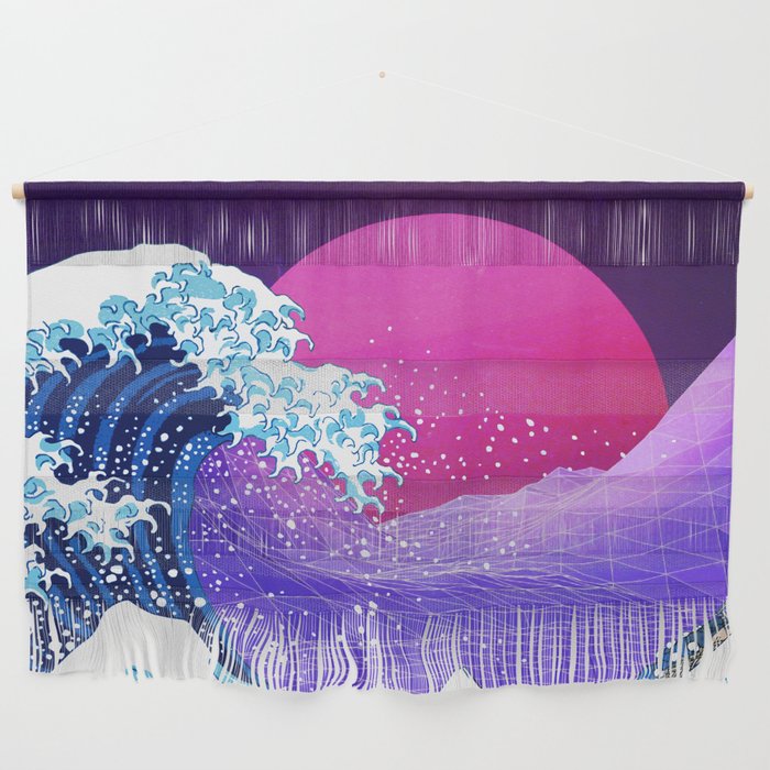 Synthwave Space: The Great Wave off Kanagawa #2 Wall Hanging