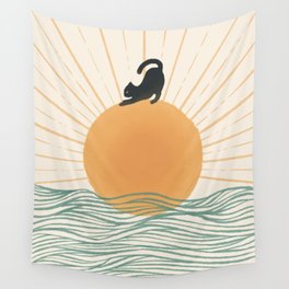 Good Morning Meow 7 Sunny Day Ocean  Wall Tapestry