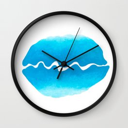 Blue Ombre Clam ~ white background Wall Clock