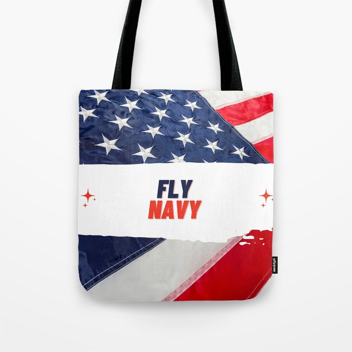 A well-design logo of "Fly Navy" Tote Bag