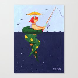 Woman Fishing Canvas Print