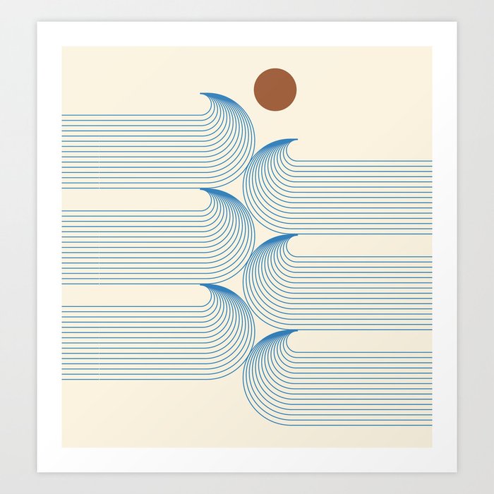 Abstraction_NEW_SUN_HOT_WAVE_OCEAN_LINE_POP_ART_0216A Art Print