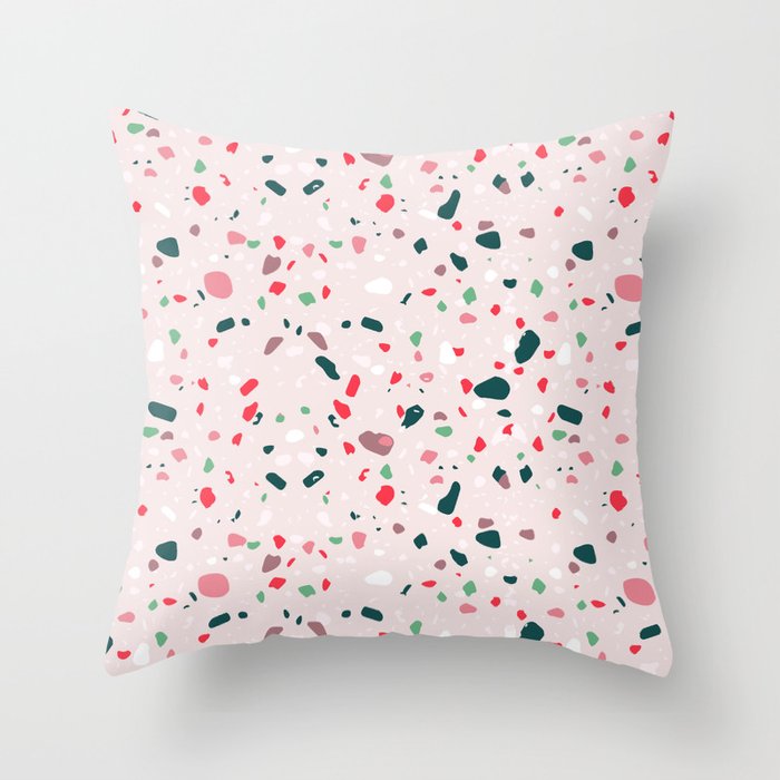 Terrazzo Trending Pattern - Cherry Throw Pillow