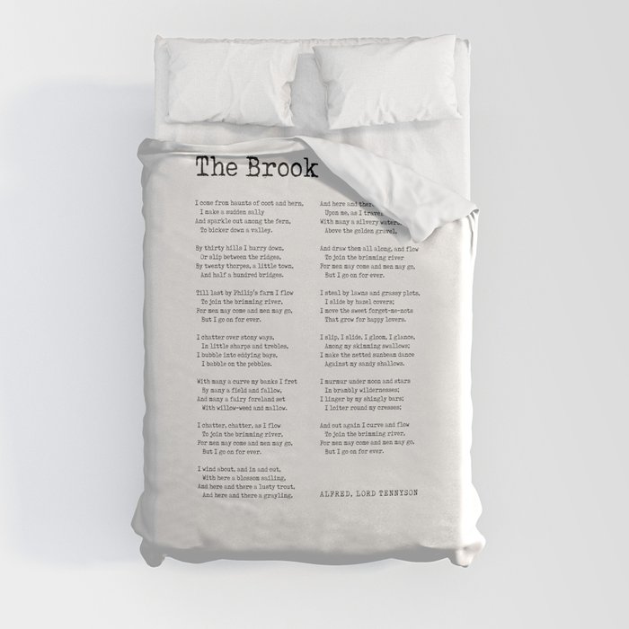 The Brook - Alfred, Lord Tennyson Poem - Literature - Typewriter Print 1 Duvet Cover