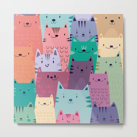 Pastel Cats Metal Print