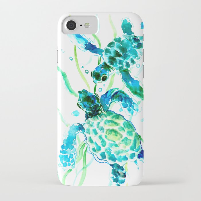 Sea Turtles, Turquoise blue Design iPhone Case