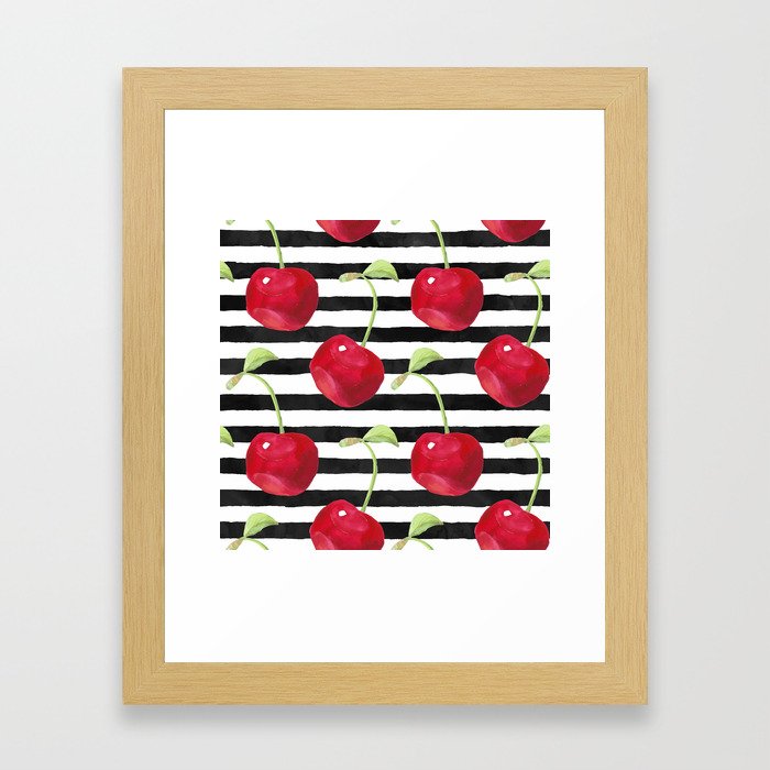 Cherry pattern Framed Art Print