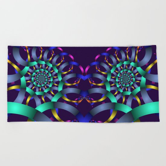 The turquoise spiral Beach Towel