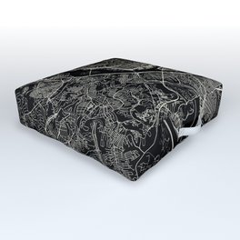 Pittsburgh, USA - Black and White City Map Outdoor Floor Cushion