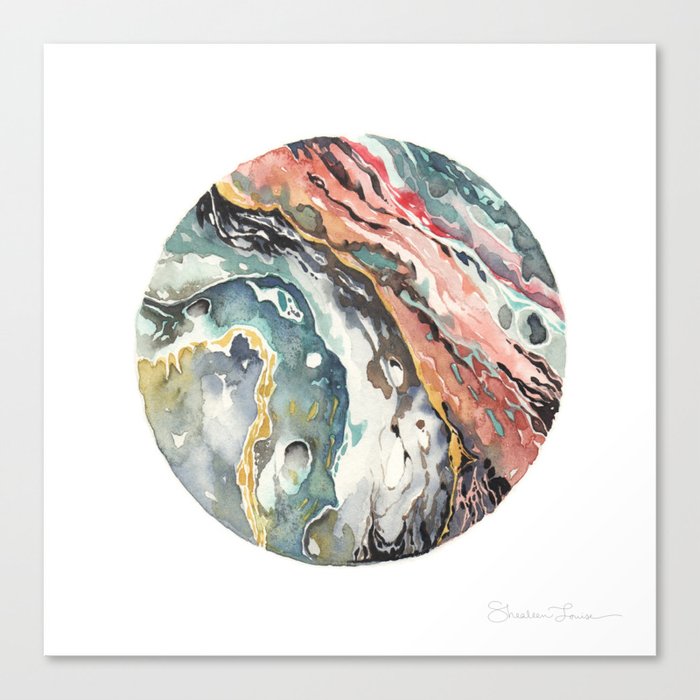 Abstract Circular Geode Watercolor Canvas Print