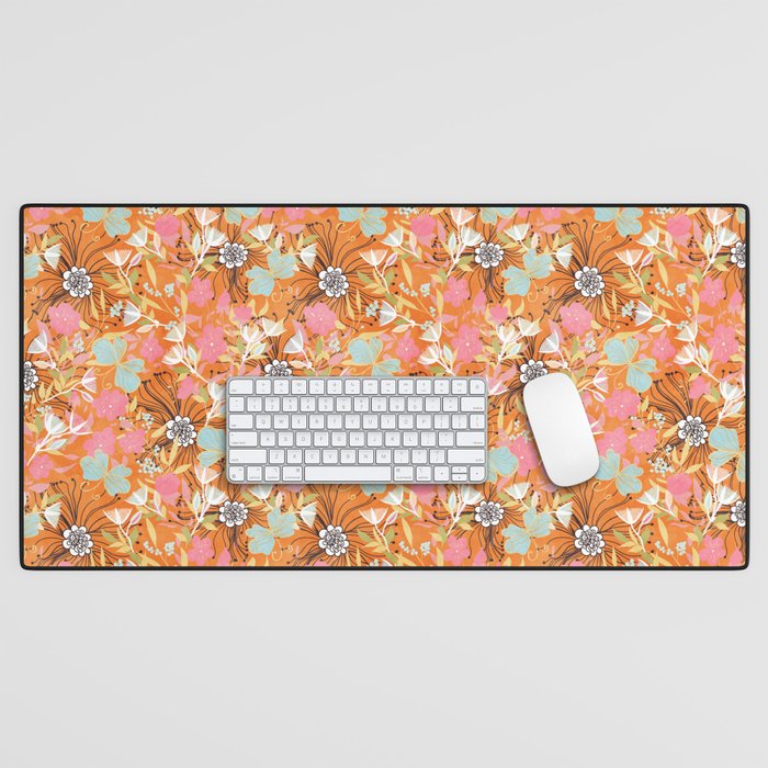 Australian Floral Summer/ orange background  Desk Mat