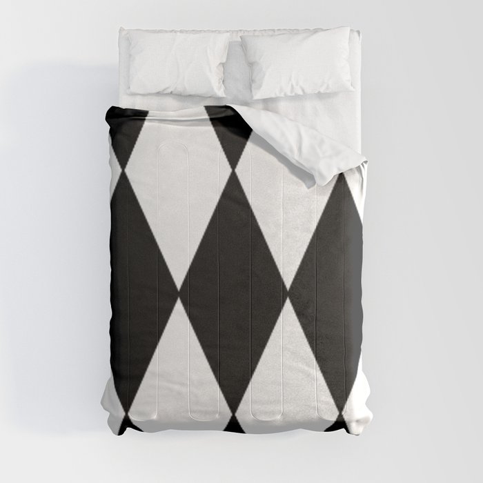 LARGE BLACK AND WHITE HARLEQUIN DIAMOND PATTERN Comforter