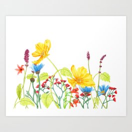 Floral Border - Golden Sunshine Art Print