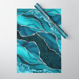 Ocean Waves Marble Teal Wrapping Paper