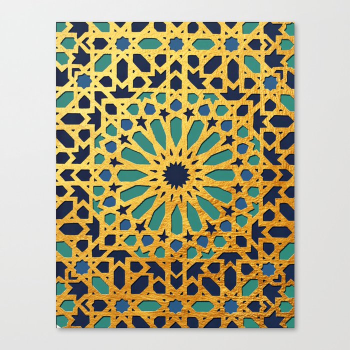 -A1_2- Golden Original Traditional Moroccan Artwork. Canvas Print