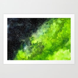 Neon Green Nebula Art Print