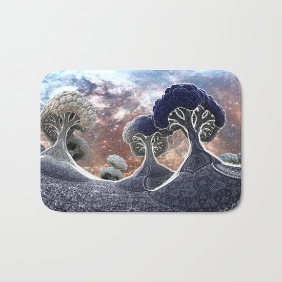 Broccoli Planet in Winter Bath Mat
