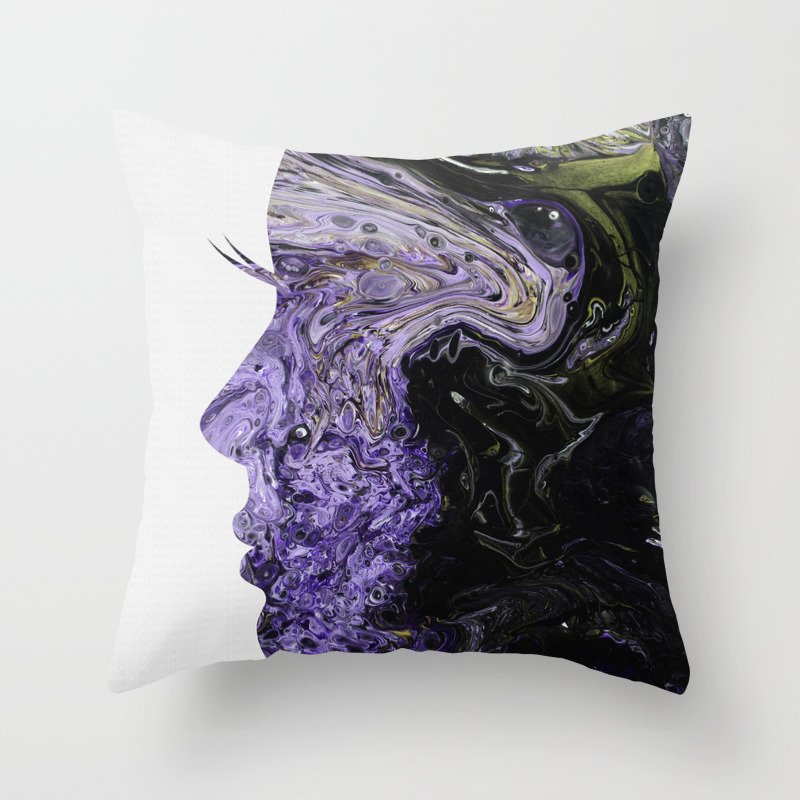 Fluid Art Dirty Cup Pour Abstract Woman Face Silhouette Throw Pillow By Pipafineart Society6