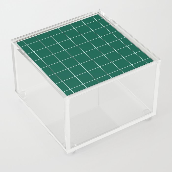 Windowpane Check Grid (white/emerald green) Acrylic Box