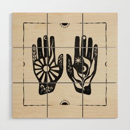 Magic Hands | Digital Blockprint | Reiki Spiritual Healing Etnic Art Print Wood Wall Art
