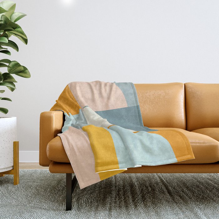 Summer Evening Geometric Shapes in Soft Blue and Orange Throw Blanket