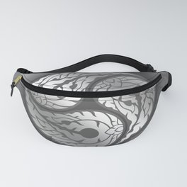 Thai Art Pattern Silver Color, Triple Yin-Yang Shapes In A Circle. Fanny Pack