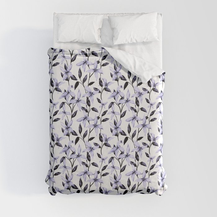 Pastel violet flowers seamless pattern Duvet Cover