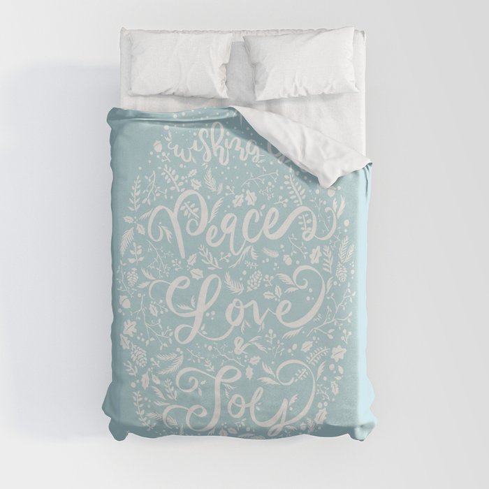 Wishing You Peace, Love and Joy- Holiday Greetings Duvet Cover