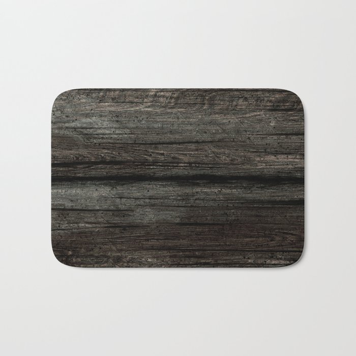 Grunge dark wood board Bath Mat