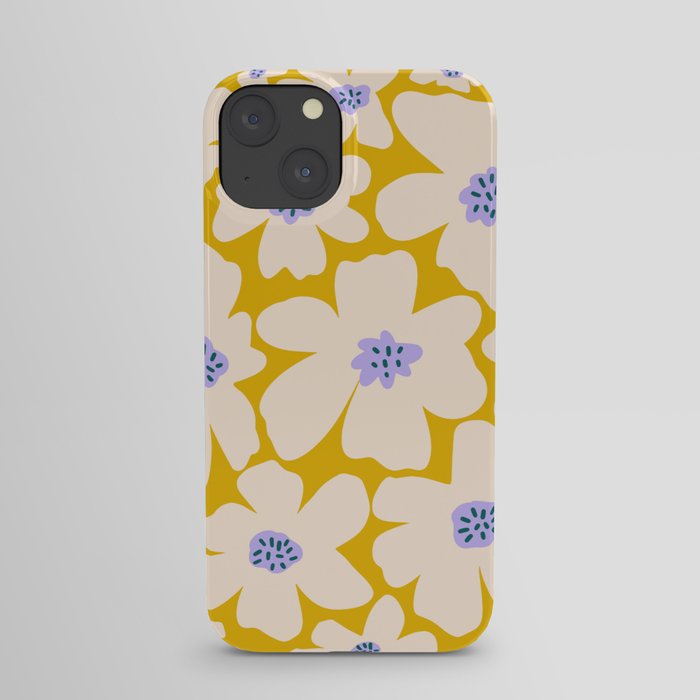 Retro Daisy - yellow, white and purple  iPhone Case