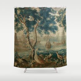 Antique French Louis XIV Beauvais Landscape Tapestry Shower Curtain