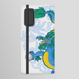 Blue Dragon with pearl Android Wallet Case