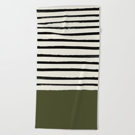 Olive Green x Stripes Beach Towel